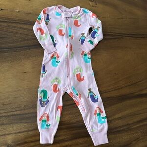 Hannah Andersson Mermaid Print Pink One Piece Organic Cotton Pajama 18-24M